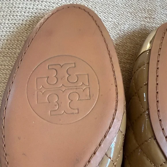 Tory Burch Gold Cap Toe Quilted Flats - Picture 7 of 11